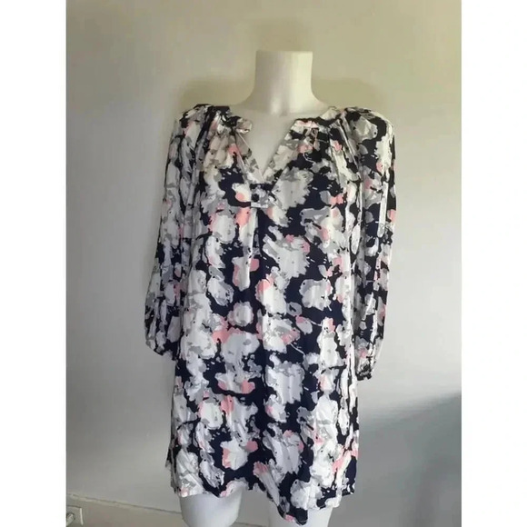Saint Tropez West Tops - Women's Saint Tropez West Blue and Pink Floral 3/4 Sleeve Blouse Size 1X NWT 068